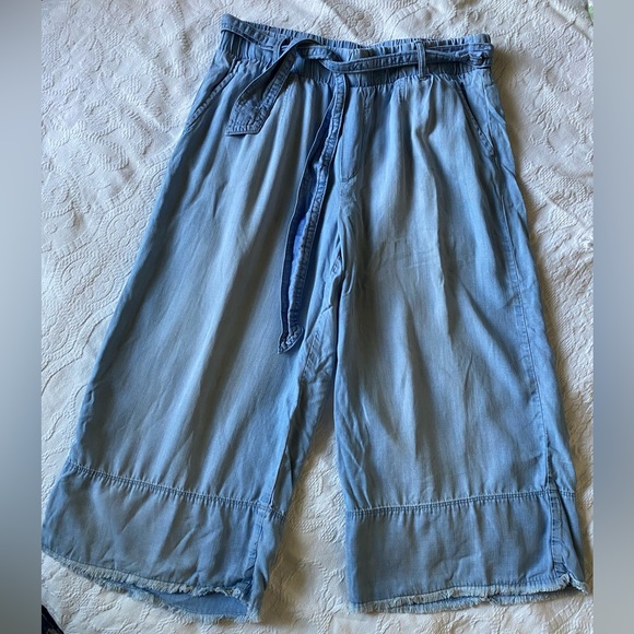 cloth & stone Pants - Anthropologie Cloth & Stone, Chambray Wide Leg, 
Cropped Paper Bag Pants, Large,